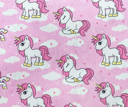 1M 100% Cotton Poplin Pink Unicorn Fabric Width: 110cm (45 inches) stock location b2
