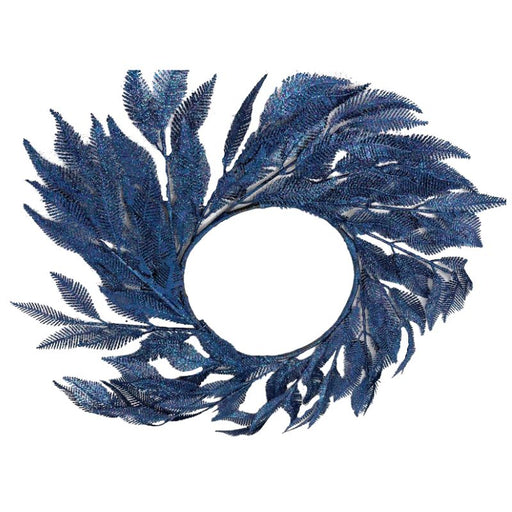 50cm Glitter Feather Wreath - Peacock Blue