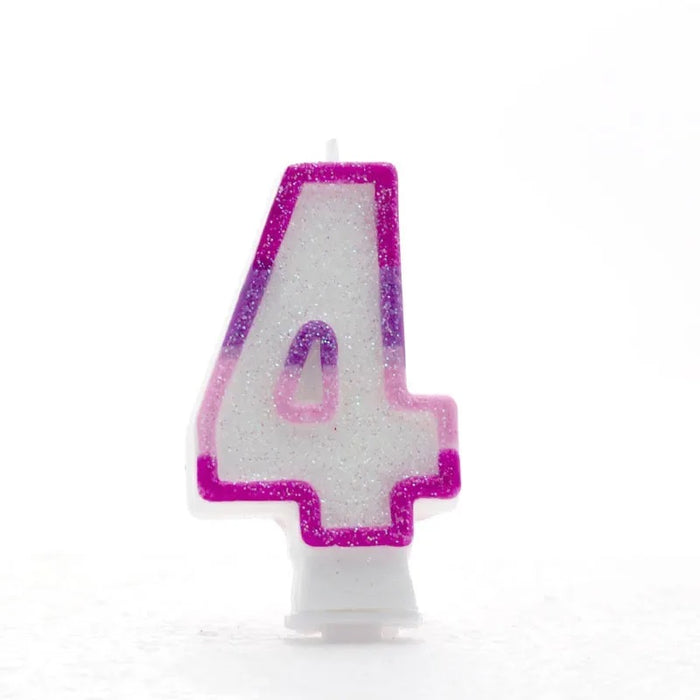 Pink Single Number Party Cake Candles 3" High