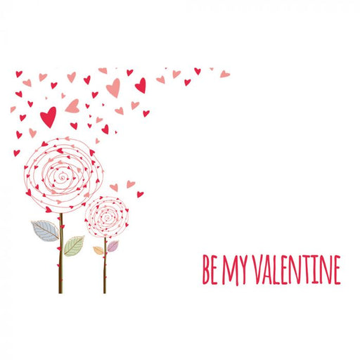 Valentine Florist Message Cards - Be My Valentine - Pink Flowers & Heart Petals  x 50