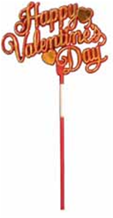 24 x Happy Valentines Day Picks x 28cm - Gold & Red