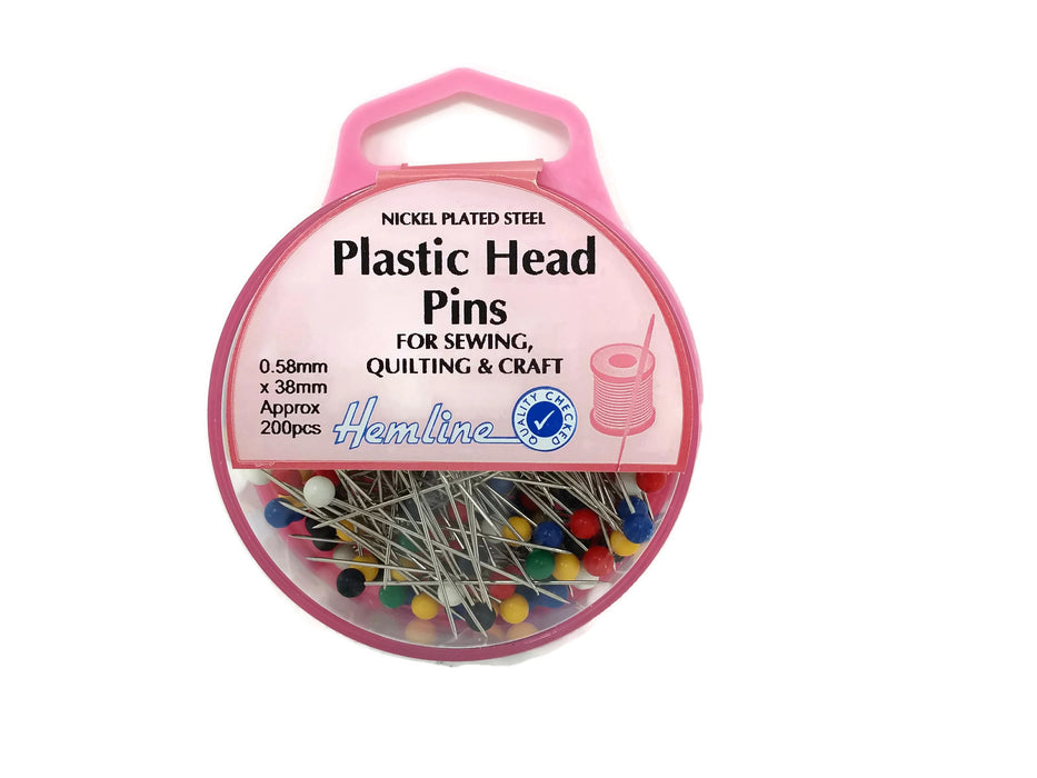 Hemline Colourful Plastic Head Pins x 38mm