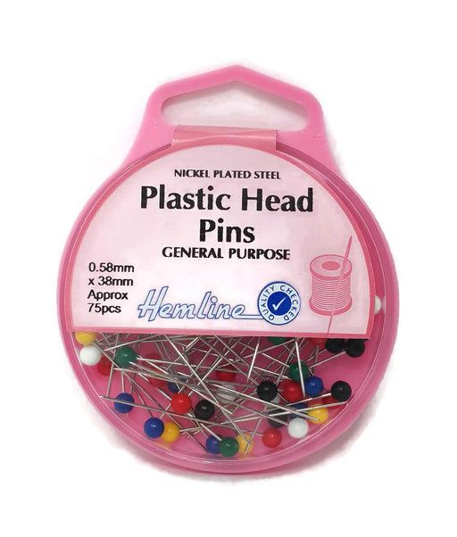 Hemline Colourful Plastic Head Pins x 38mm