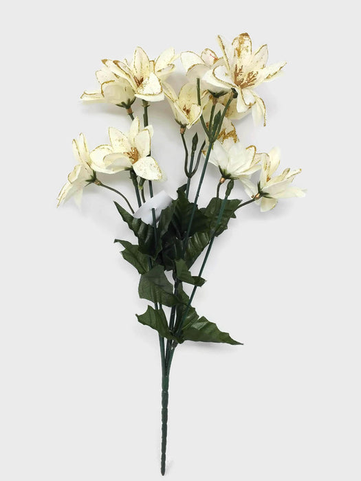 Glittered Mini Poinsettia Bush x 34cm - Cream