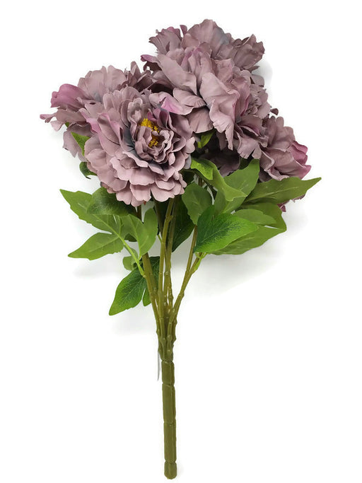 7 Head Frilly Pale Purple Peony Bush x 50cm