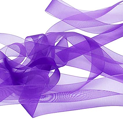 Purple 25mm Woven Edge Organza Ribbon 25m