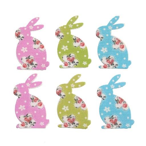 Craft Embellishment - Floral Rabbit - Pack of 6