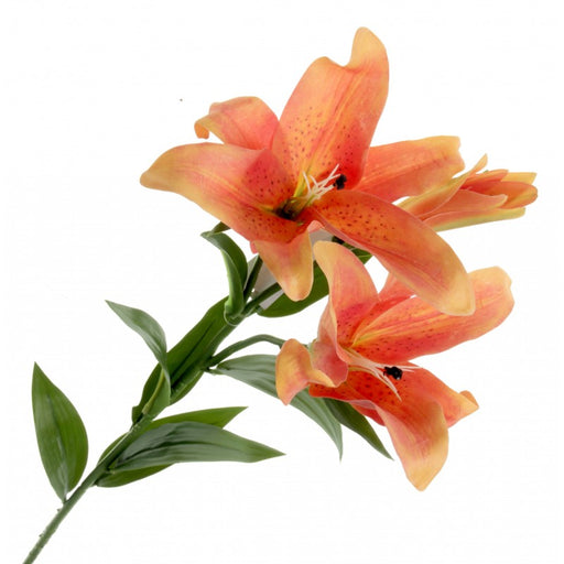 90cm Real Touch Tiger Lily Stem - 3 heads - Orange