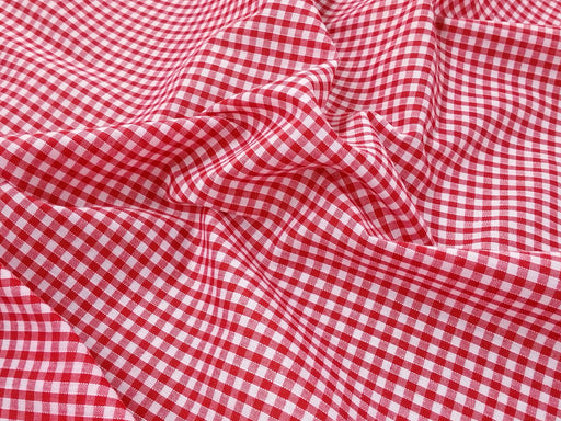 Gingham 1/8" Check Polycotton Fabric x 112cm - Red1 Metre Gingham 1/8" Check Polycotton Fabric x 112cm - Red