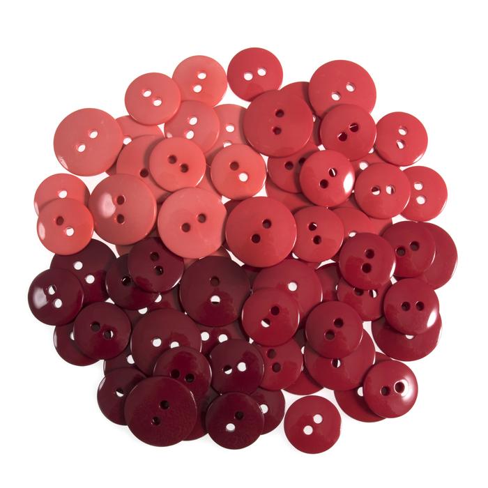 72 Craft Buttons - Shades of Red