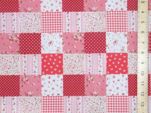 1 Metre Red Patch Work Polycotton Fabric x 110cm / 43"