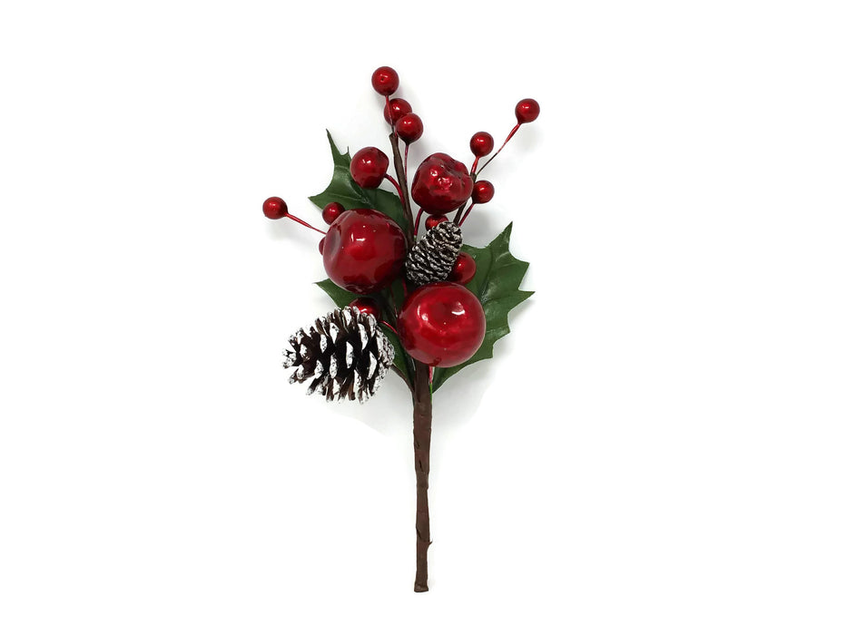 Red Berry & Pine Cone Pick x 12