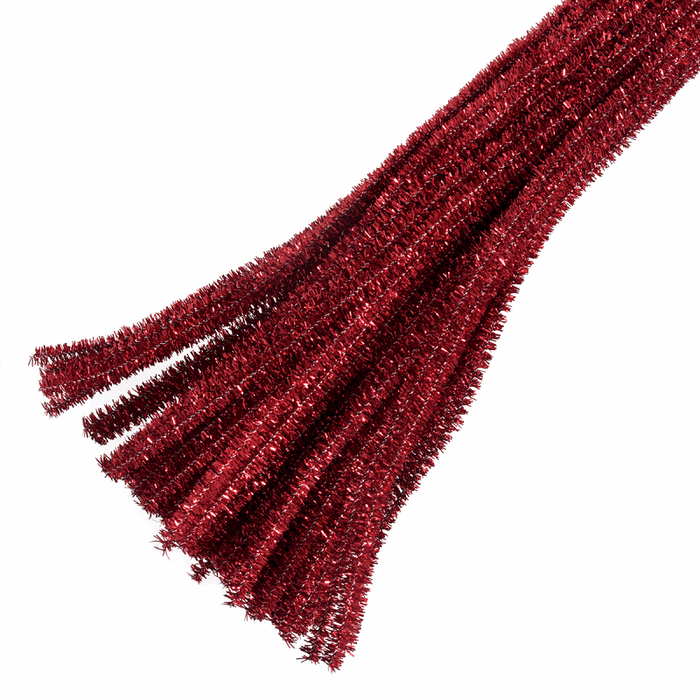 30 x Chenilles Pipe Cleaners  30cm x 6mm - Red Glitter