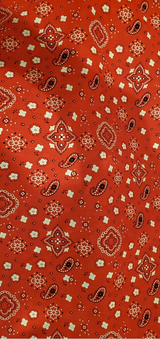 1 Metre Red Bandana Paisley Design Polycotton Fabric - 45" Width
