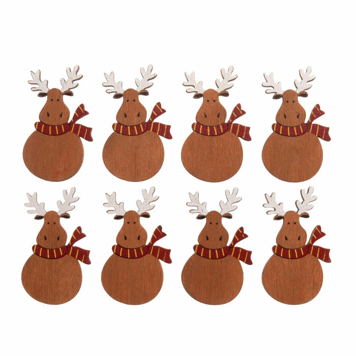 Craft Embellishment - Wooden Reindeer - Pack of 10