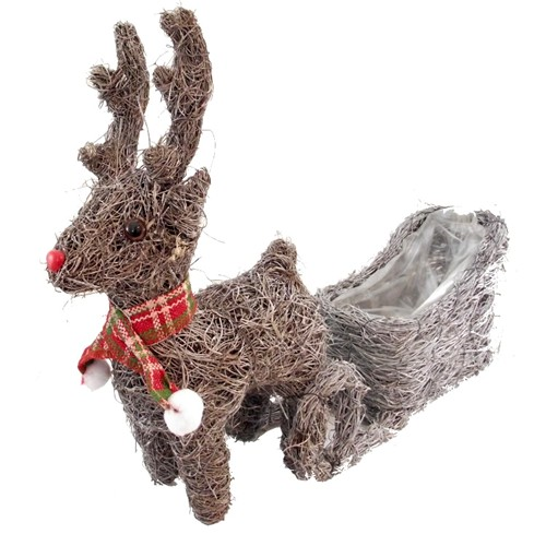 Salim Grey Reindeer With Sleigh Planter
