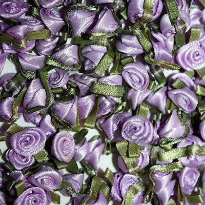 10mm Lilac ribbon rose 100pcs