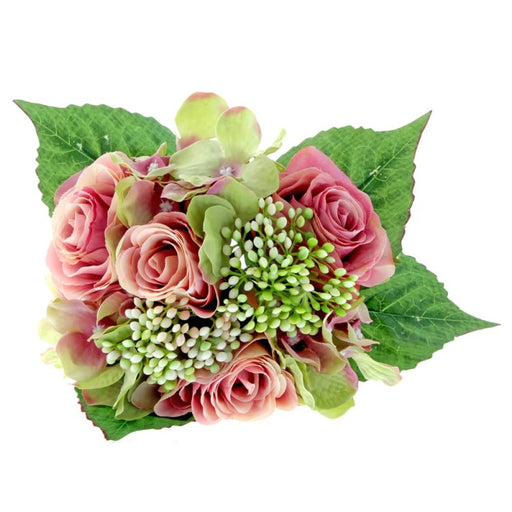 Rose & Hydrangea Bunch - Antique Pink & Green Mix RH0102