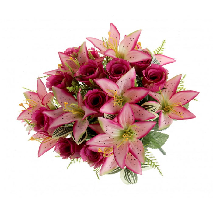24 Head Rose & Lily Bouquet - Pink Mix