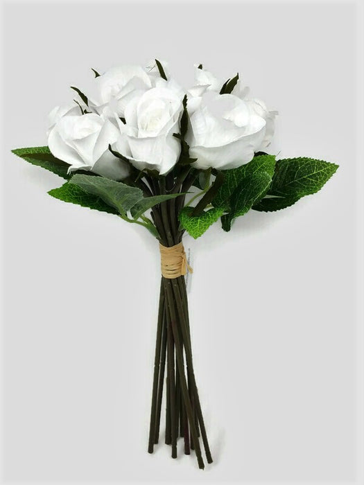 12 Stem Rose Bud Bundle x 28cm - Pure White