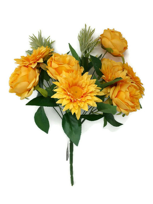 Rose & Sunflower Bush x 42cm - Yellow