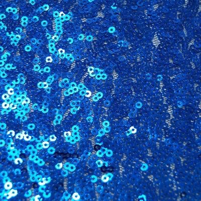 1 Metre All Over 3mm Sparkle Sequins Fabric - Royal Blue -width 130cm