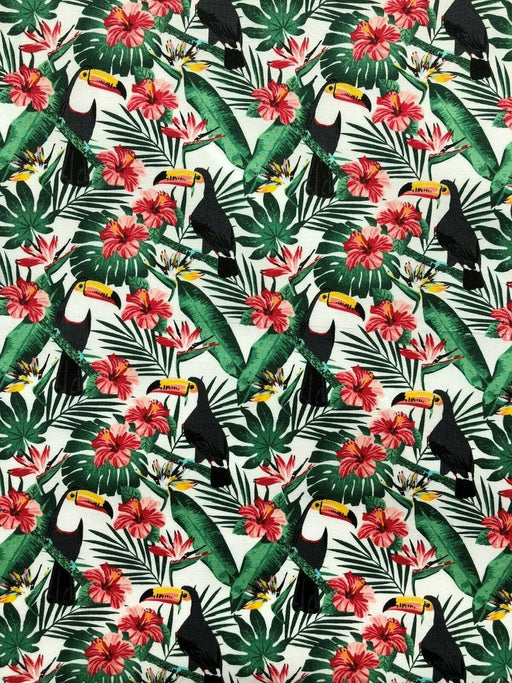 1 Metre Toucan Birds on White Background Fabric Width: 112cm (44 inches) T119