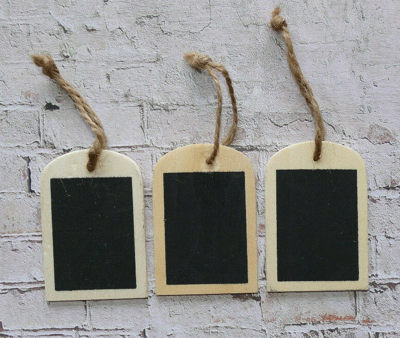 3 Blackboard Wooden Tags with String to Personalize