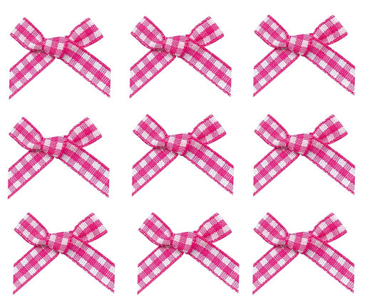 7mm Gingham Bow x100 Cerise - Hot Pink