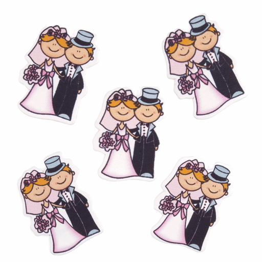 Wedding Couple Card Craft Embellishments 5 Pcs