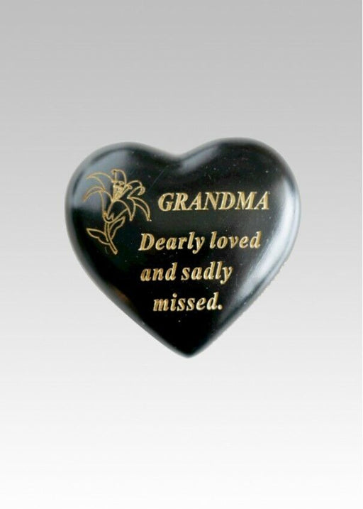 Black & Gold Lily Heart Stone - Grandma