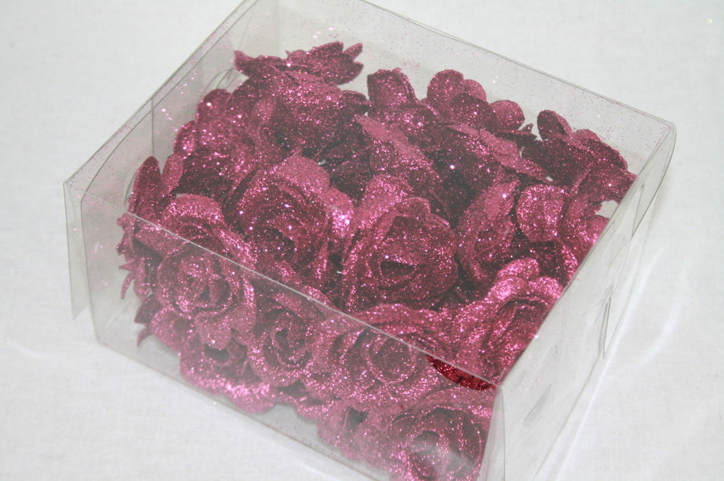 24 Glitter Rose Picks - Fuchsia / Cerise