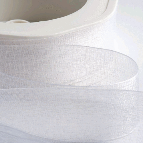 White 25mm Woven Edge Organza Ribbon 25m