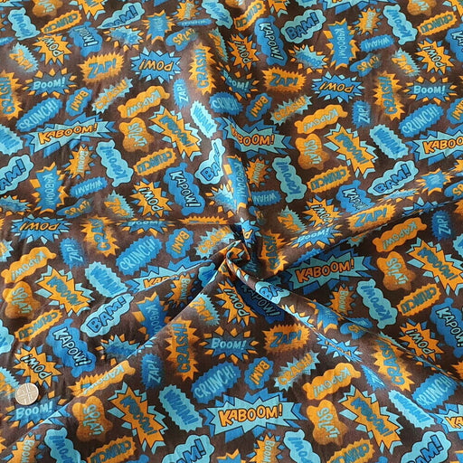 1 Metre Superhero Blue and Orange Polycotton Fabric x 112cm / 44"