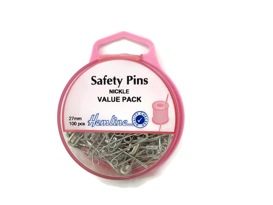 Silver Nickle Safety Pins Value Pack x 27mm - 100pcs
