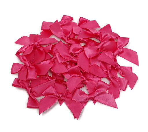 Satin Scatter Bows - 15mm Wide Ribbon x 100pcs - Cerise Pink