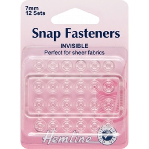 Hemline Sew-On Snap Fasteners Clear (Invisible) x 7mm