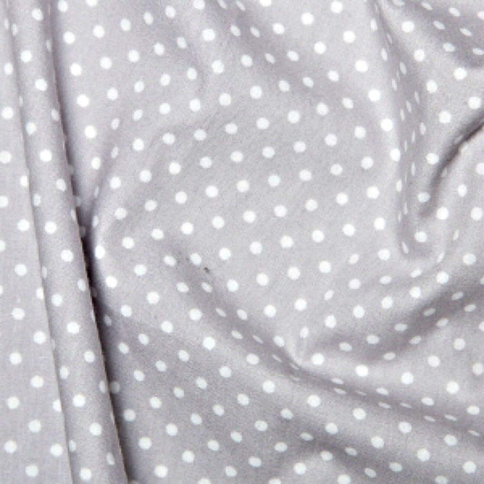 1 Metre Silver 3mm Polka Dot 100% Cotton Poplin Fabric x 112cm wide