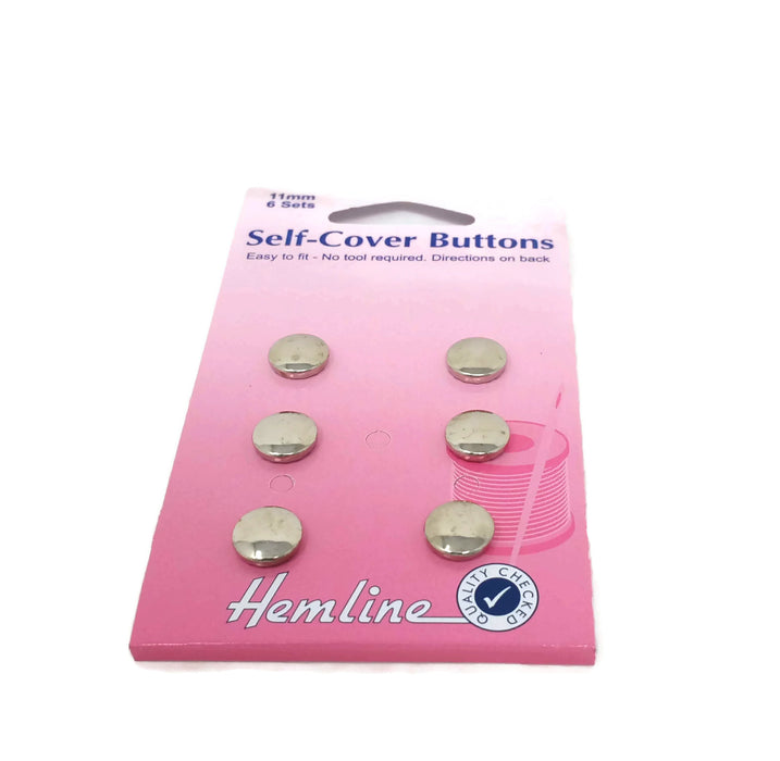 Self Cover Buttons - 6 Buttons x 11mm - Choice of White Nylon or Silver Metal Top