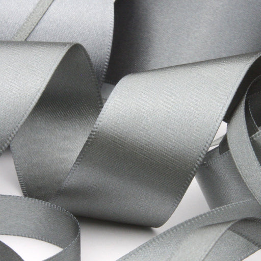 25mm x 20m Double Faced Silver Satin Ribbon