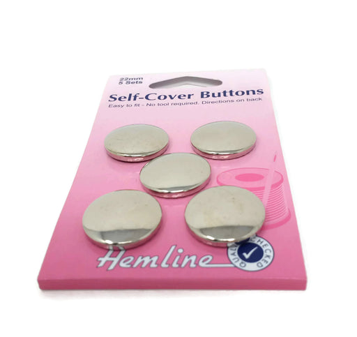 Silver Metal Top Self Cover Buttons - 5 Buttons x 22mm