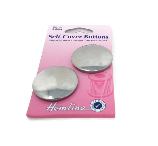 Silver Metal Self Cover Buttons - 2 Buttons x 38mm