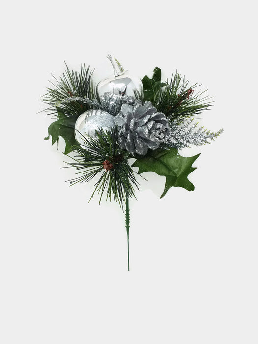 Silver Apple & Pine Cone Picks x 12