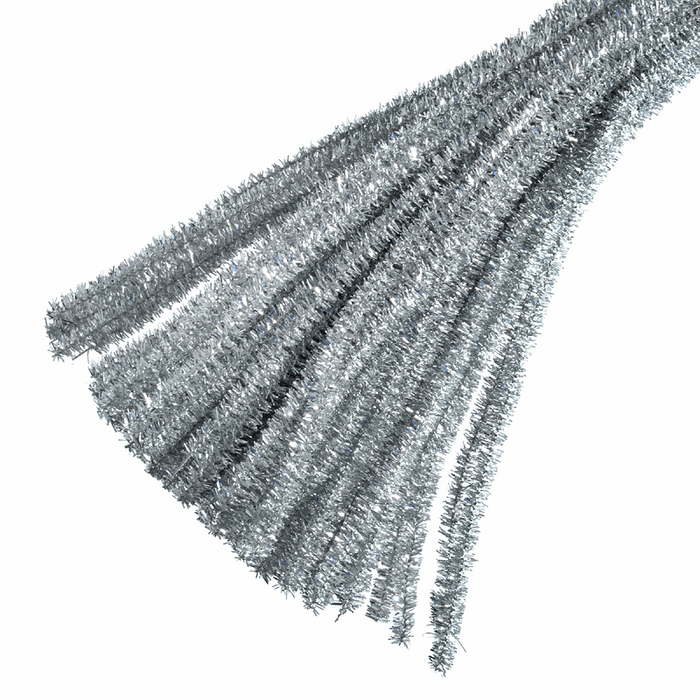 20 x Chenilles Pipe Cleaners  30cm x 6mm - Silver Glitter