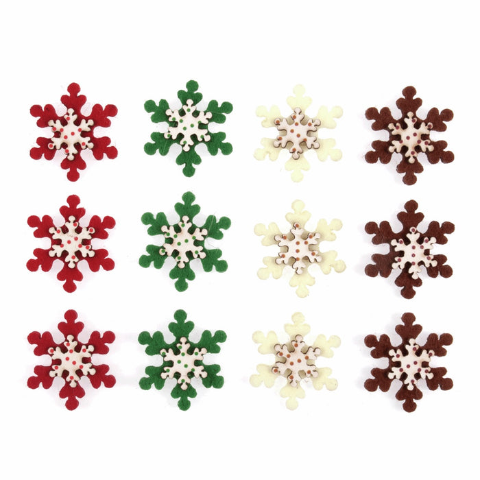 Felt Craft Embellishment - Snowflake Stickers - Pack of 12