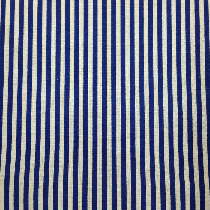 Royal Blue Candy Stripe Polycotton Fabric x 112cm / 44" - Width