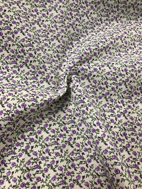 Polycotton Fabric x 110cm -  Small Tea Rose - Selection of Colours