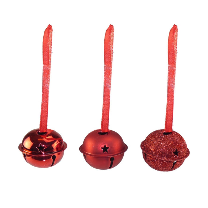 Pack of 3 Bell Hangers x 4cm - Red