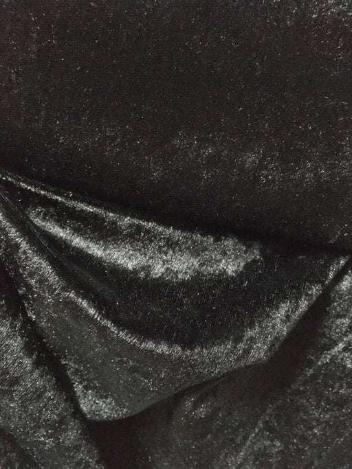 1 metre Crushed Velvet Fabric 150cm Width - Black - VBL