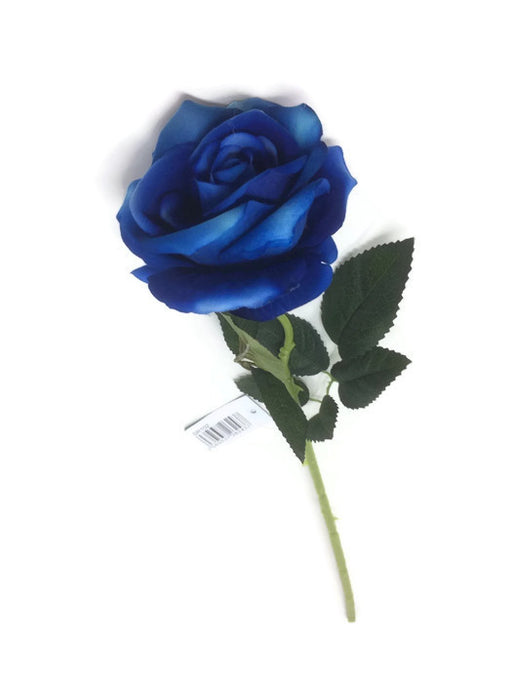 Hint of Cream -Single Stem Velvet Touch Rose - Royal blue